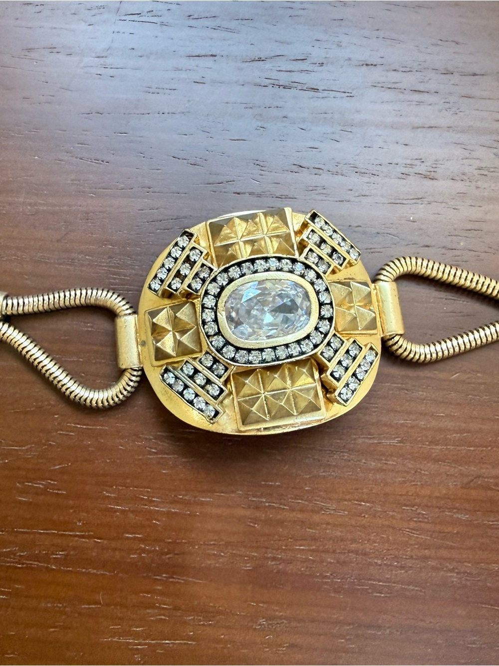 Juicy Couture Gold Tone Crystal Statement Bracelet Vintage Style